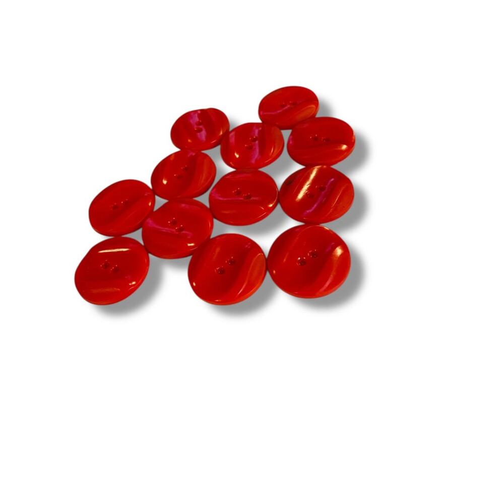 Set of 12 Midcentury Red Plastic Buttons Craft Sew 1" Diameter